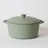 George Collective - Cast Iron Round Casserole 28cm - Matte Sage/Silver Lid